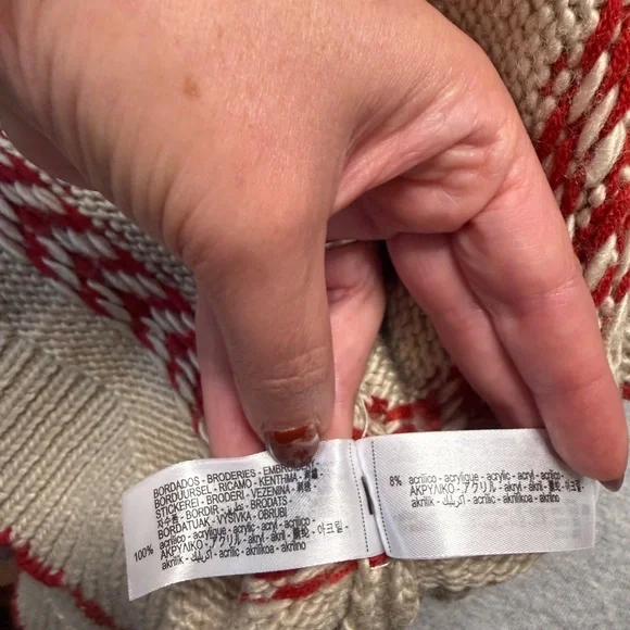 Zara Cream Sweater with reindeer Red and Gold Details - Picture 6 of 6